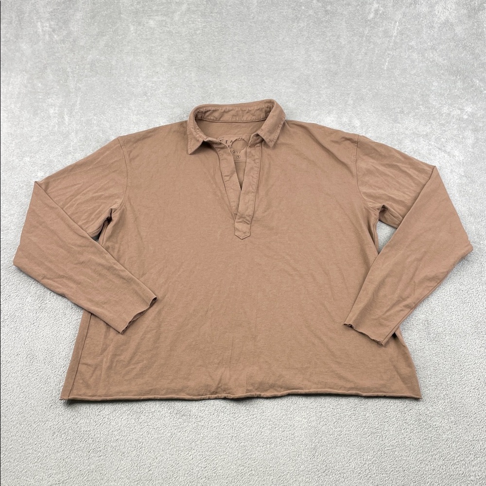 Frank‎ & Eileen S 100% Cotton Brown Long Sleeve Patrick Popover Top USA